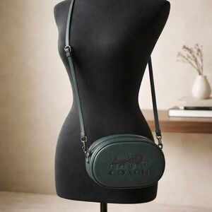 Coach Pebble Leather Camera Bag With Horse And Carriage C4056 Forest New